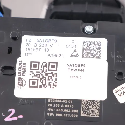 Front Roof Light Interior Reading Lamp Switch Control Panel to BMW F40 with Part number 5A1CBF9 BMW F40 Front Roof Light Interior Reading Lamp Switch Control Panel - SKU 5A1CBF9 - Part number 5A1CBF9