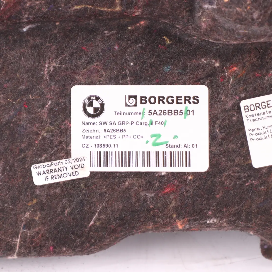 Boot Trunk Left N/S Lateral Panel Luggage Compartment to BMW F40 with Part number 5A26BB5 BMW F40 Boot Trunk Left N/S Lateral Panel Luggage Compartment - SKU 5A26BB5 - Part number 5A26BB5