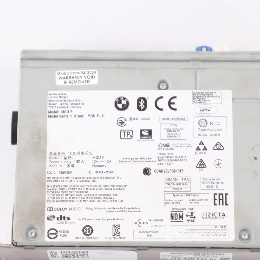 Head Unit BMW F40 Radio Player Navigation Control Module Harman Becker to with Part number 5A2BF31 Head Unit BMW F40 Radio Player Navigation Control Module Harman Becker - SKU 5A2BF31 - Part number 5A2BF31