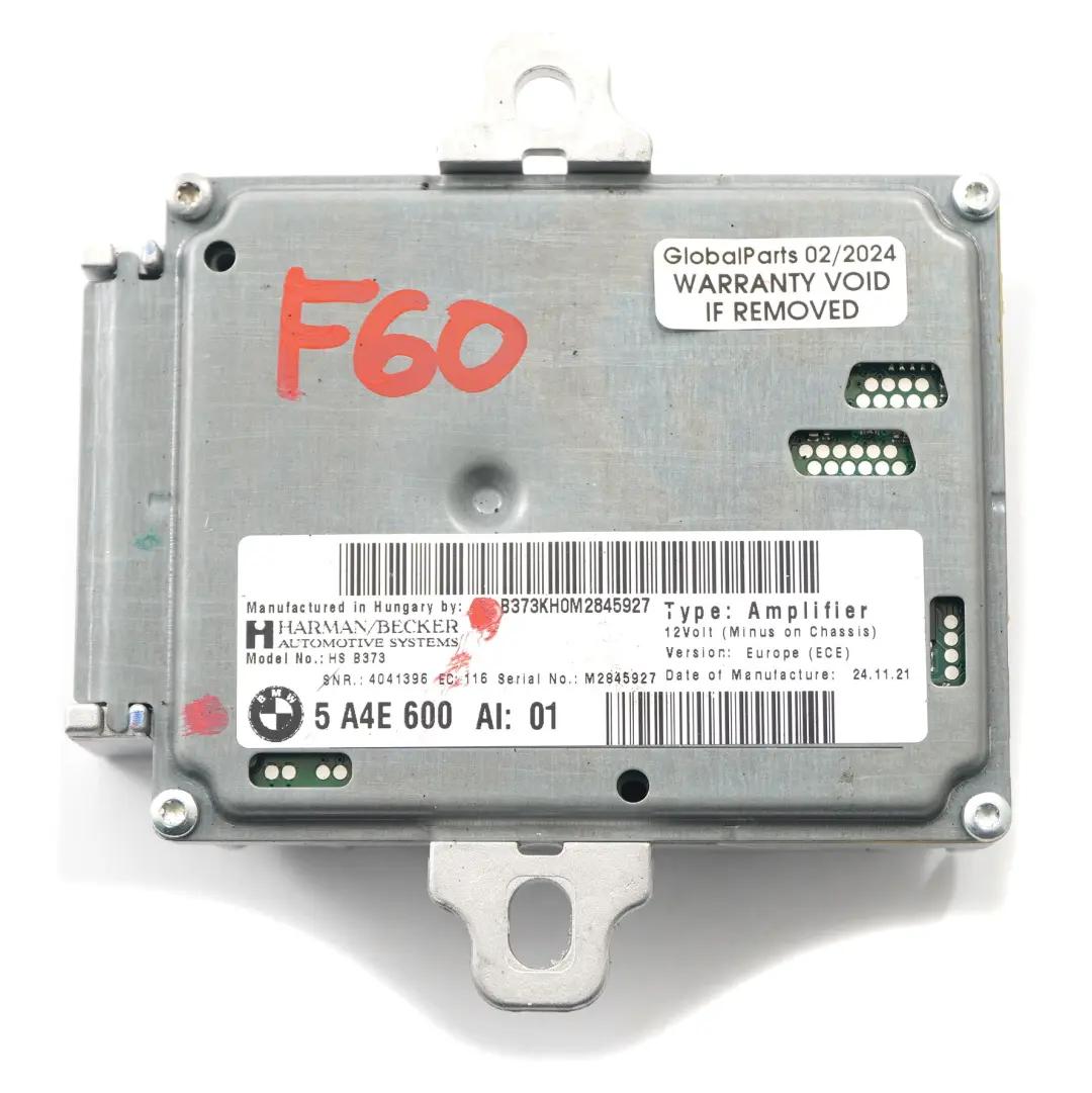 Amplificador Audio Equipo Hifi Diseño Sonido Activo para Mini Countryman F60 con número de pieza 5A4E600 Mini Countryman F60 Amplificador Audio Equipo Hifi Diseño Sonido Activo - SKU 5A4E600 - Número de pieza 5A4E600