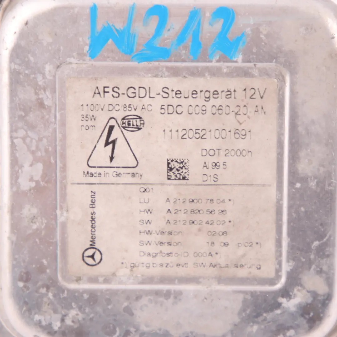 Unidad de Control de Xenon Módulo de Balasto de Faro Hella para Mercedes W212 con número de pieza A2129007804 Mercedes W212 Unidad de Control de Xenon Módulo de Balasto de Faro Hella - SKU A2129007804 - Número de pieza A2129007804