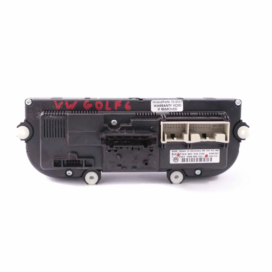 Heizung Klima A/C Einheit Schalter Panel für VW Volkswagen Golf 6 mit Teilenummer 5HB009751 VW Volkswagen Golf 6 Heizung Klima A/C Einheit Schalter Panel - SKU 5HB009751 - Teilenummer 5HB009751