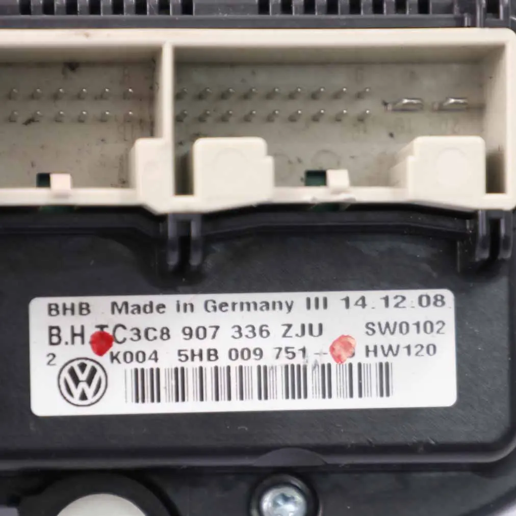 Heater Climate Control A/C Unit Switch Panel to VW Volkswagen Golf 6 with Part number 5HB009751 VW Volkswagen Golf 6 Heater Climate Control A/C Unit Switch Panel - SKU 5HB009751 - Part number 5HB009751