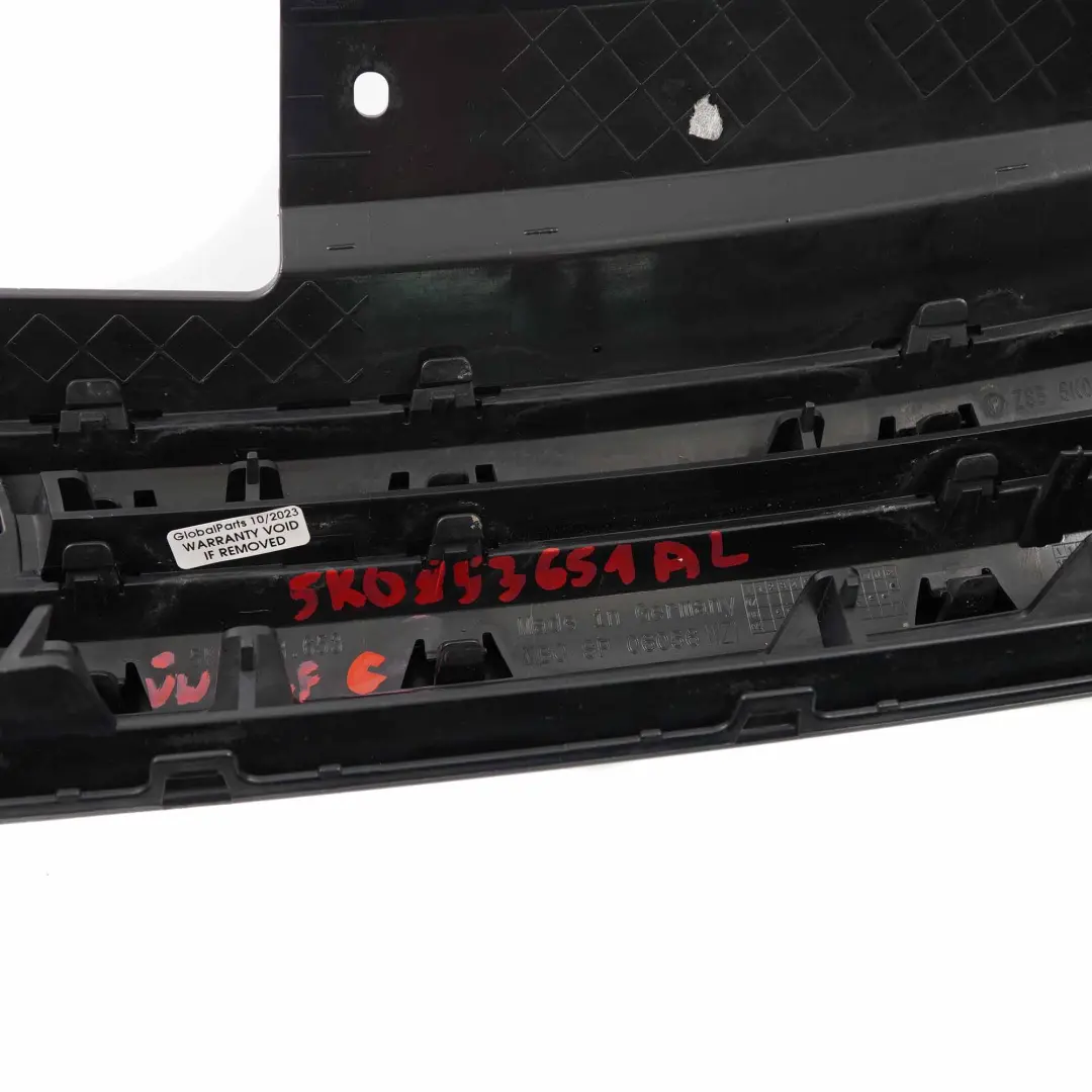 VW Golf VI Capot Bonnet Grille Cache-radiateur Panneau garniture 5K0853653 - SKU 5K0853651AL - Numéro de pièce 5K0853651AL