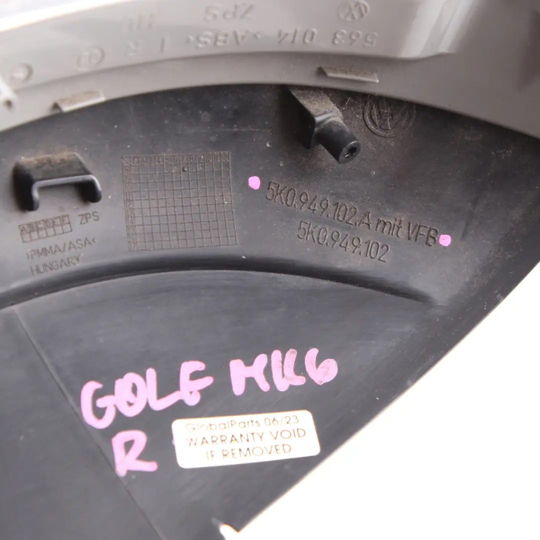 Wing Mirror Turn Indicator Right O/S Lamp Light to Volkswagen Golf 6 with Part number 5K0949102A Volkswagen Golf 6 Wing Mirror Turn Indicator Right O/S Lamp Light - SKU 5K0949102A - Part number 5K0949102A