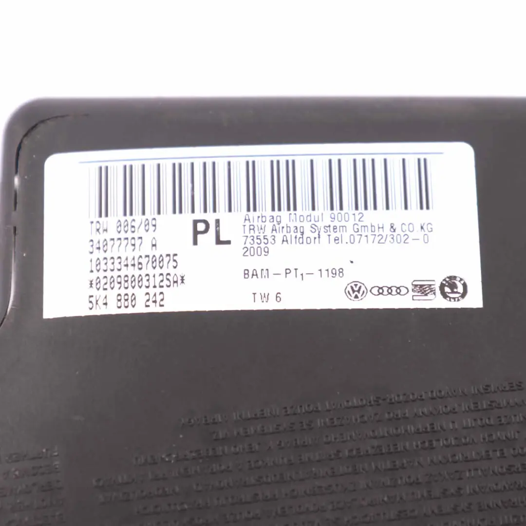 Poduszka Powietrzna Fotela Przód Prawa do VW Golf VI o numerze 5K4880242 VW Golf VI Poduszka Powietrzna Fotela Przód Prawa - SKU 5K4880242 - Numer Części 5K4880242