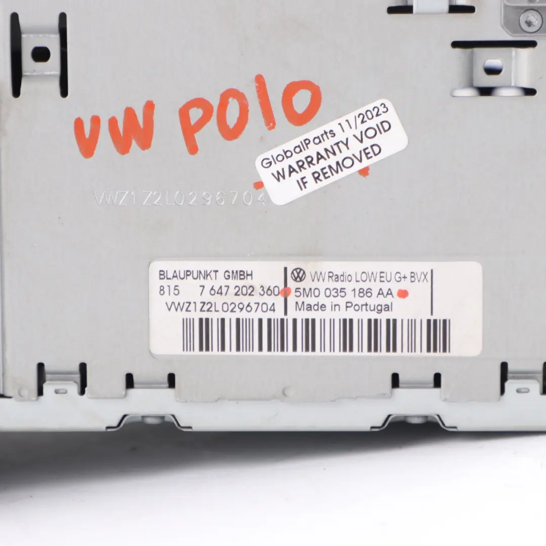 Radio CD Player VW Golf Polo Passat B6 Unidad Principal RCD310 - SKU 5M0035186AA - Número de pieza 5M0035186AA