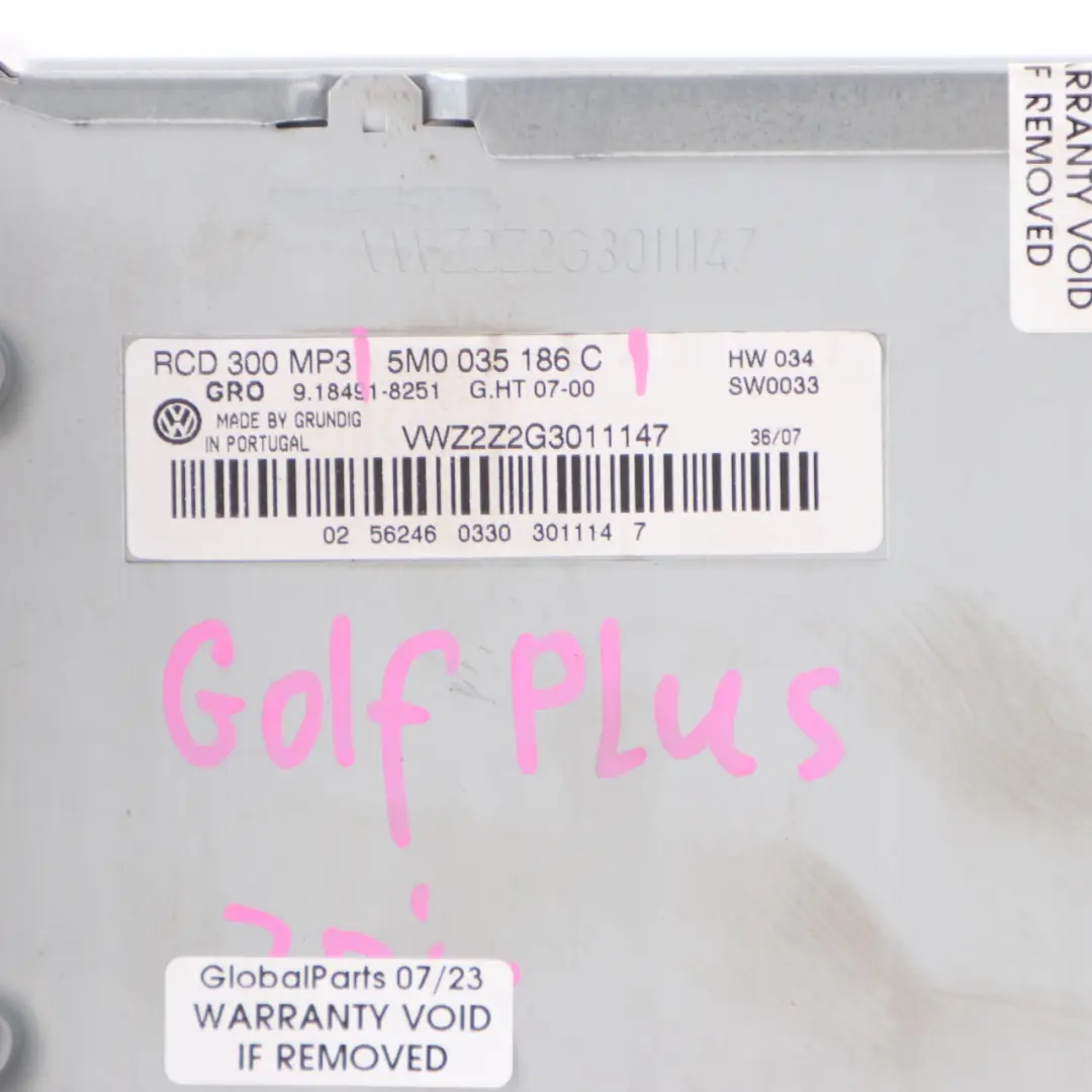 Radio Head Unit VW Volkswagen Golf 6 Plus Media Player Unit to with Part number 5M0035186C Radio Head Unit VW Volkswagen Golf 6 Plus Media Player Unit - SKU 5M0035186C - Part number 5M0035186C