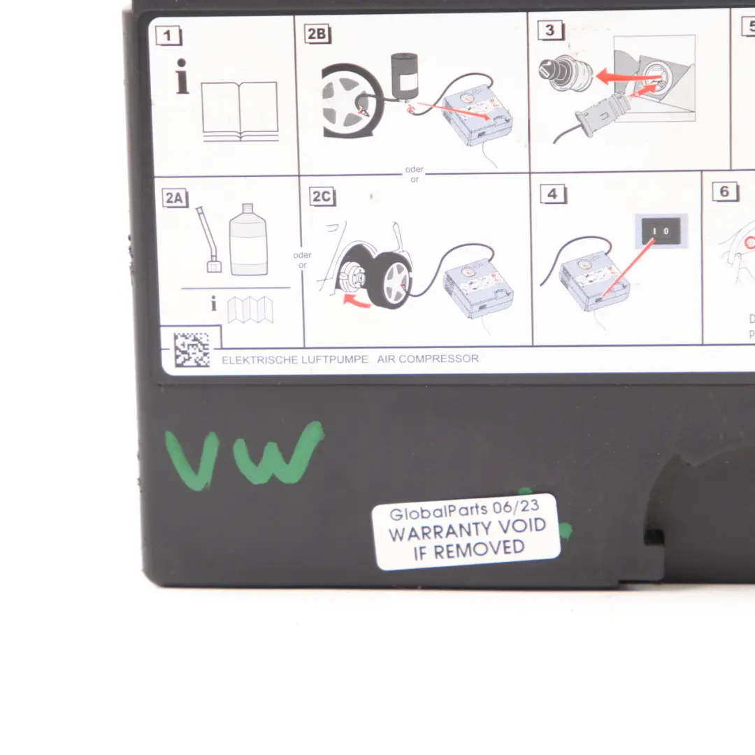 VAG Tyre Air Compressor Emergency Puncture Repair to Volkswagen with Part number 5N0 012 615F Volkswagen VAG Tyre Air Compressor Emergency Puncture Repair - SKU 5N0 012 615F - Part number 5N0 012 615F