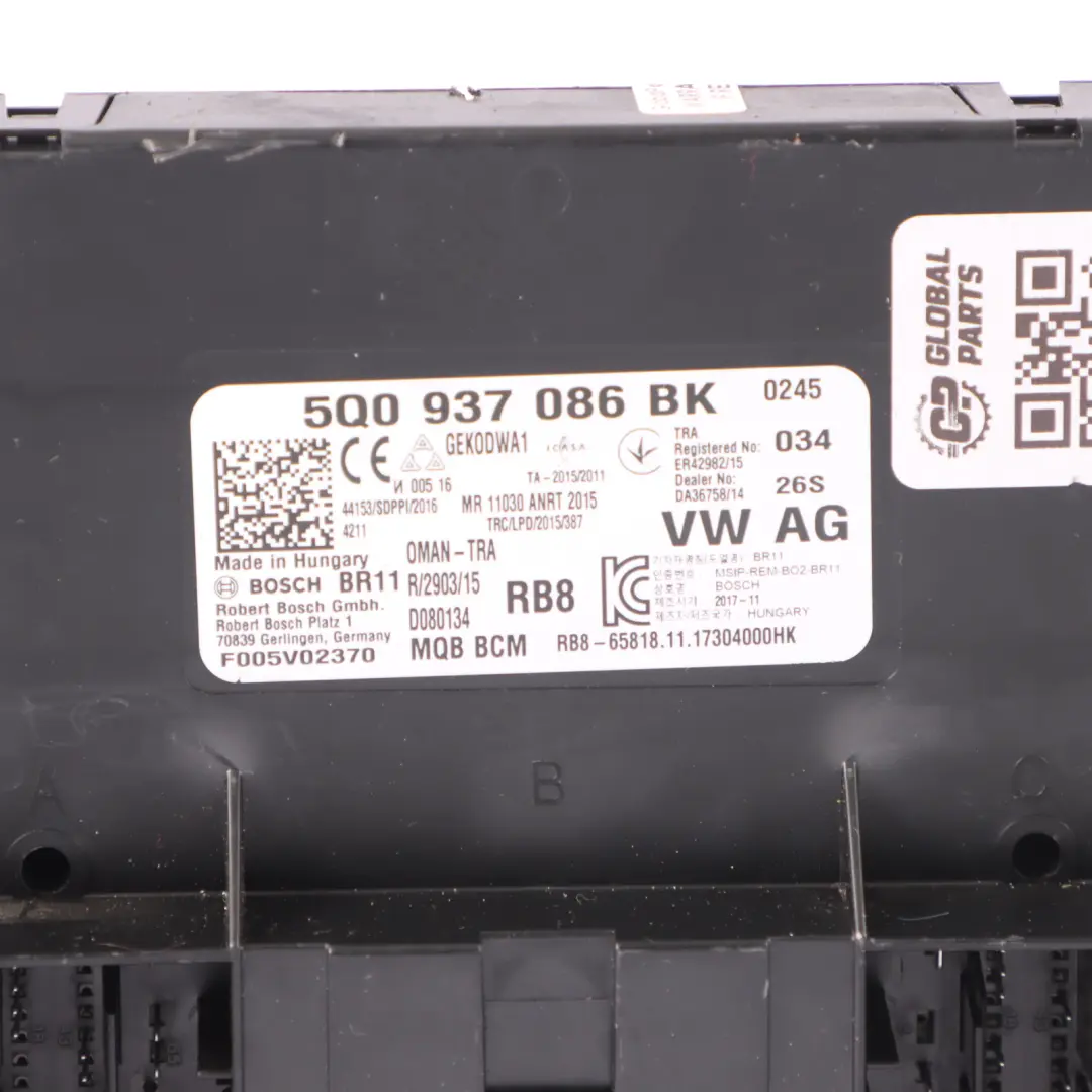 Volkswagen Golf Sportsvan Body Control Comfort Unit Module BCM Unit 5Q0937086BK - SKU 5Q0937086BK-1 - Part number 5Q0937086BK-1