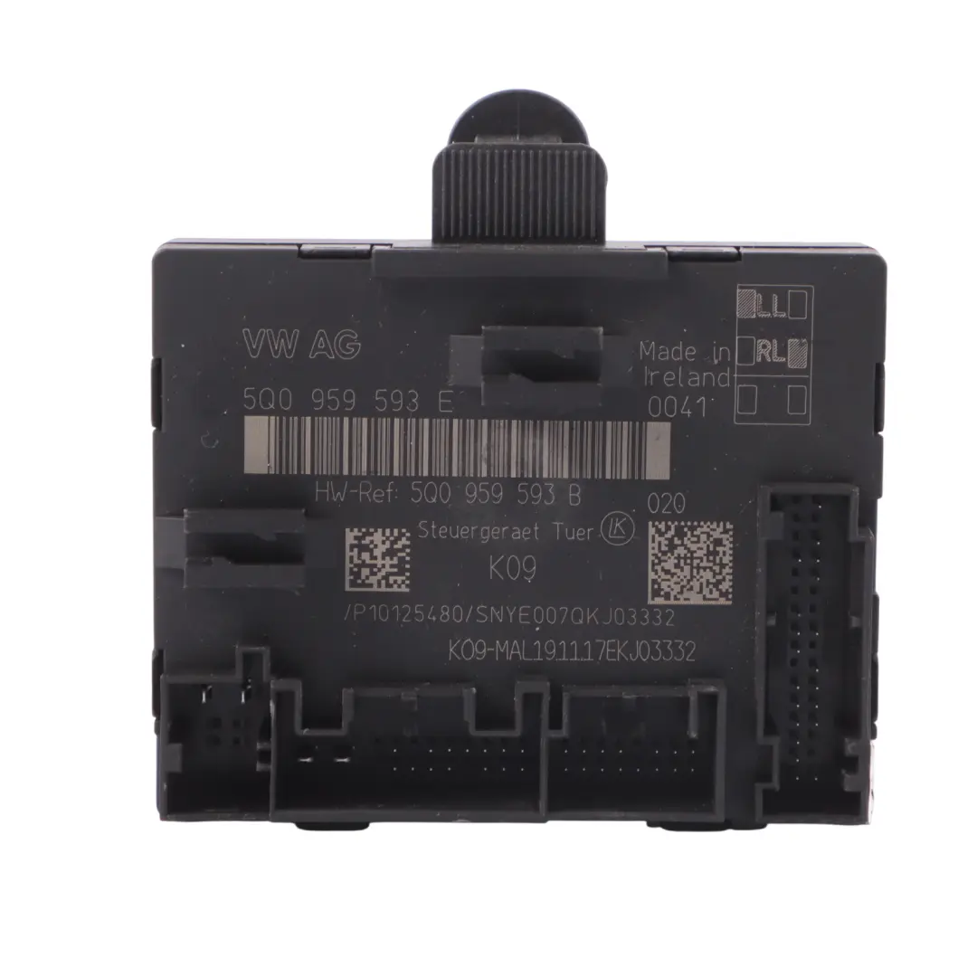 Front Driver Side Door Control Module to Volkswagen Golf Sportsvan with Part number 5Q0959593E Volkswagen Golf Sportsvan Front Driver Side Door Control Module - SKU 5Q0959593E - Part number 5Q0959593E