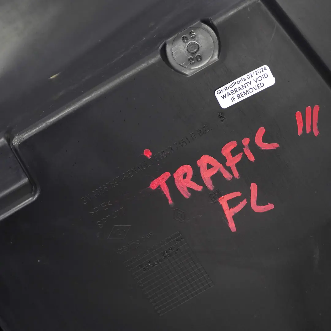 Nadkole Lewe Przednie Osłona Obudowa Tylna do Renault Trafic 3 Vivaro B o numerze 638437451R Renault Trafic 3 Vivaro B Nadkole Lewe Przednie Osłona Obudowa Tylna - SKU 638437451R - Numer Części 638437451R