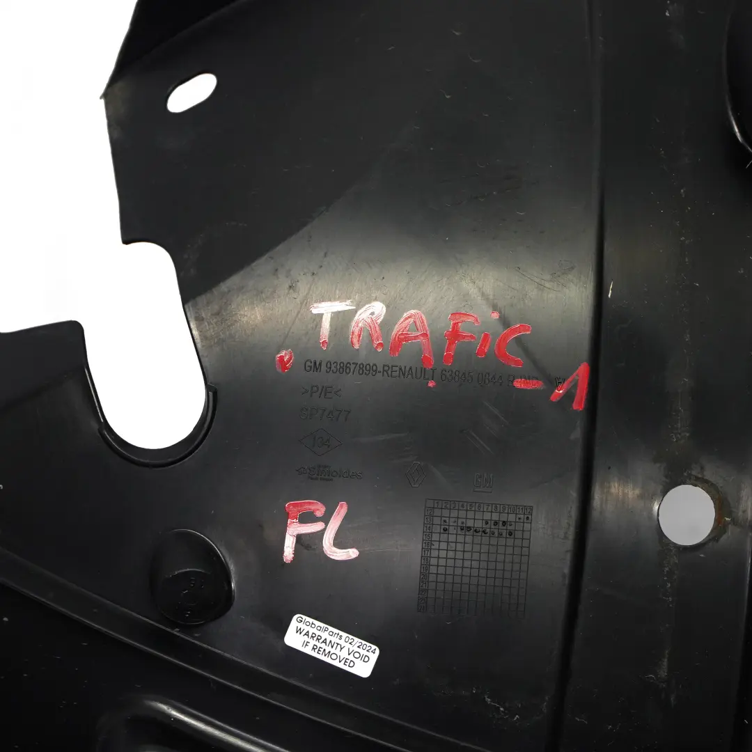 Renault Trafic 3 Vivaro B Radkasten vorne links Abdeckung Gehäuse Vorderteil - SKU 638450844R-1 - Teilenummer 638450844R