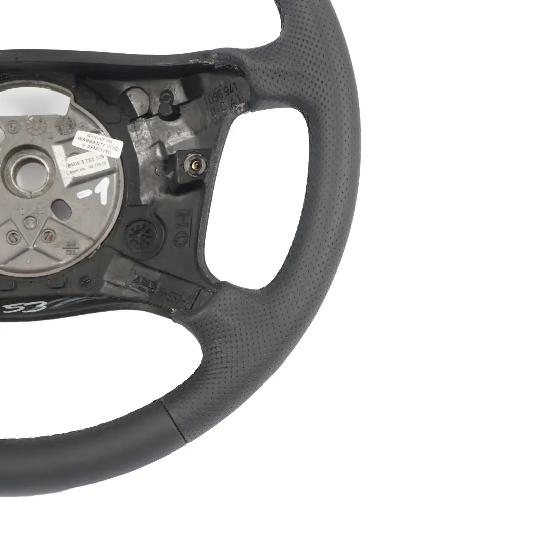 Leather Steering Wheel 4 Spoke Black Threads to BMW X5 Series E53 NEW Black with Part number 6751178 BMW X5 Series E53 NEW Black Leather Steering Wheel 4 Spoke Black Threads - SKU 6751178-1 - Part number 6751178