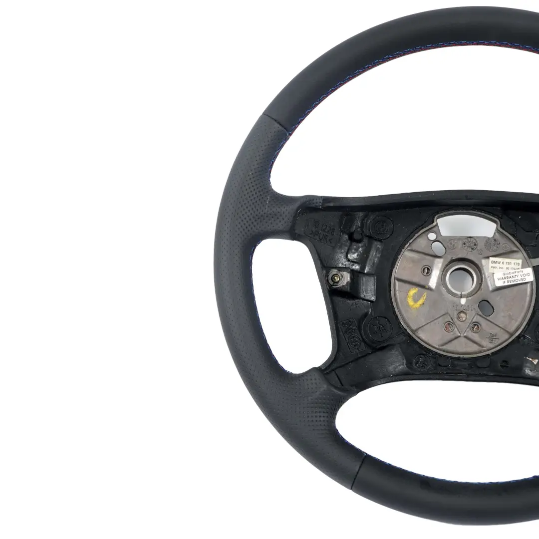Leather Steering Wheel 4 Spoke M-Tricolored Threads to BMW X5 E53 NEW Black with Part number 6751178 BMW X5 E53 NEW Black Leather Steering Wheel 4 Spoke M-Tricolored Threads - SKU 6751178 - Part number 6751178