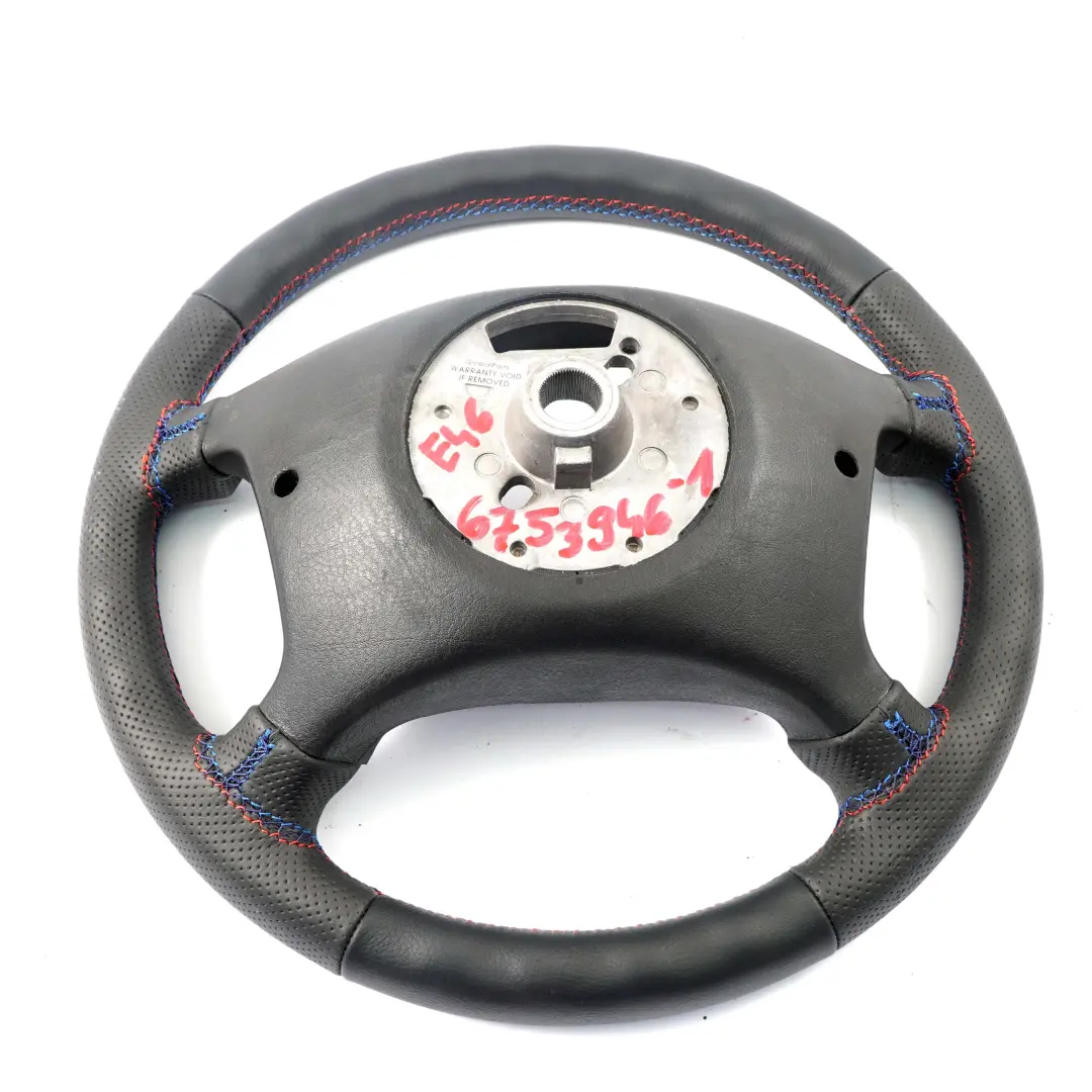 BMW E46 Steering Wheel NEW Black Leather with M-tricolored threads M Sport Look - SKU 6753946-1 - Part number 6753946