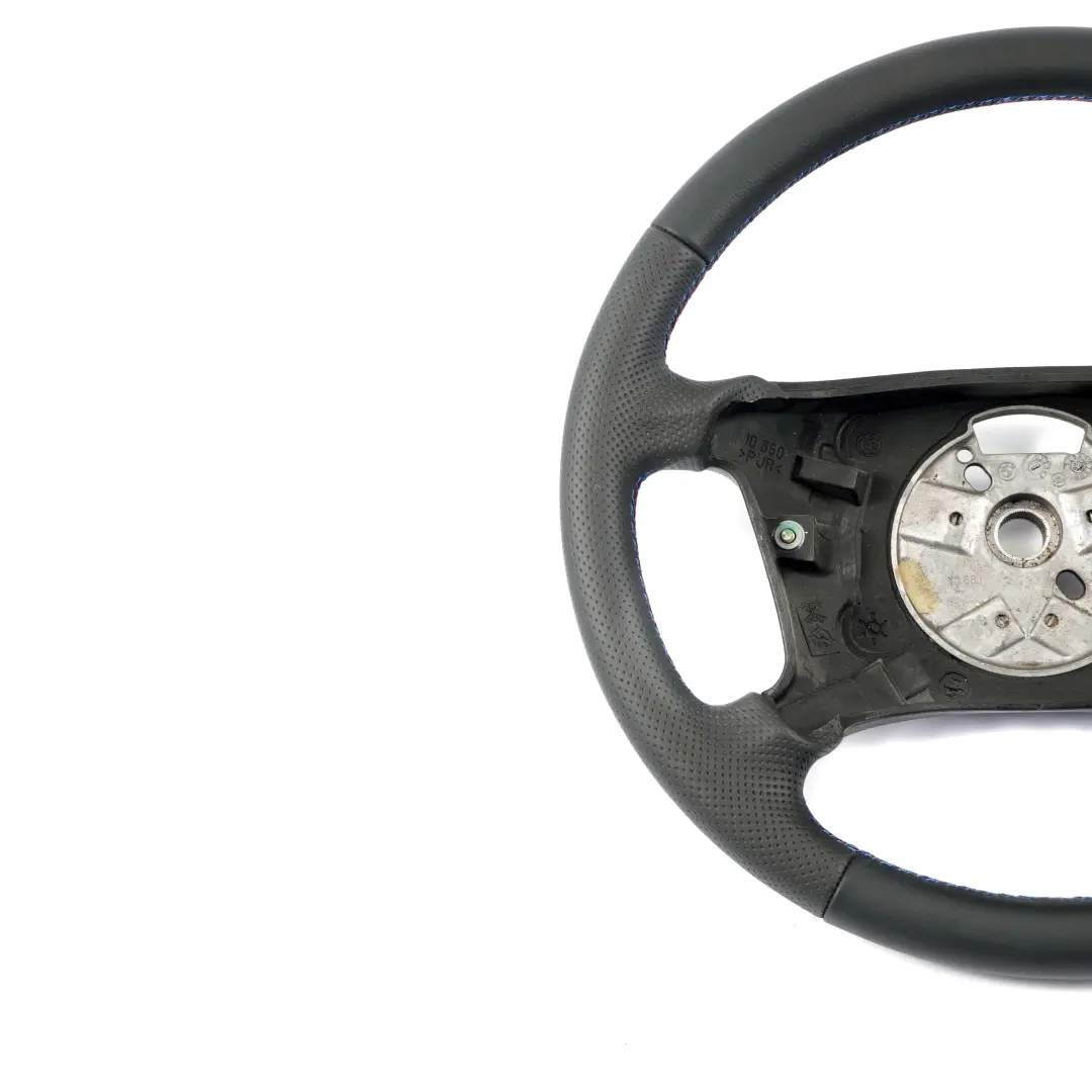 Steering Wheel NEW Black Leather with M-tricolored threads M Sport Look to BMW E46 with Part number 6753946 BMW E46 Steering Wheel NEW Black Leather with M-tricolored threads M Sport Look - SKU 6753946-1 - Part number 6753946