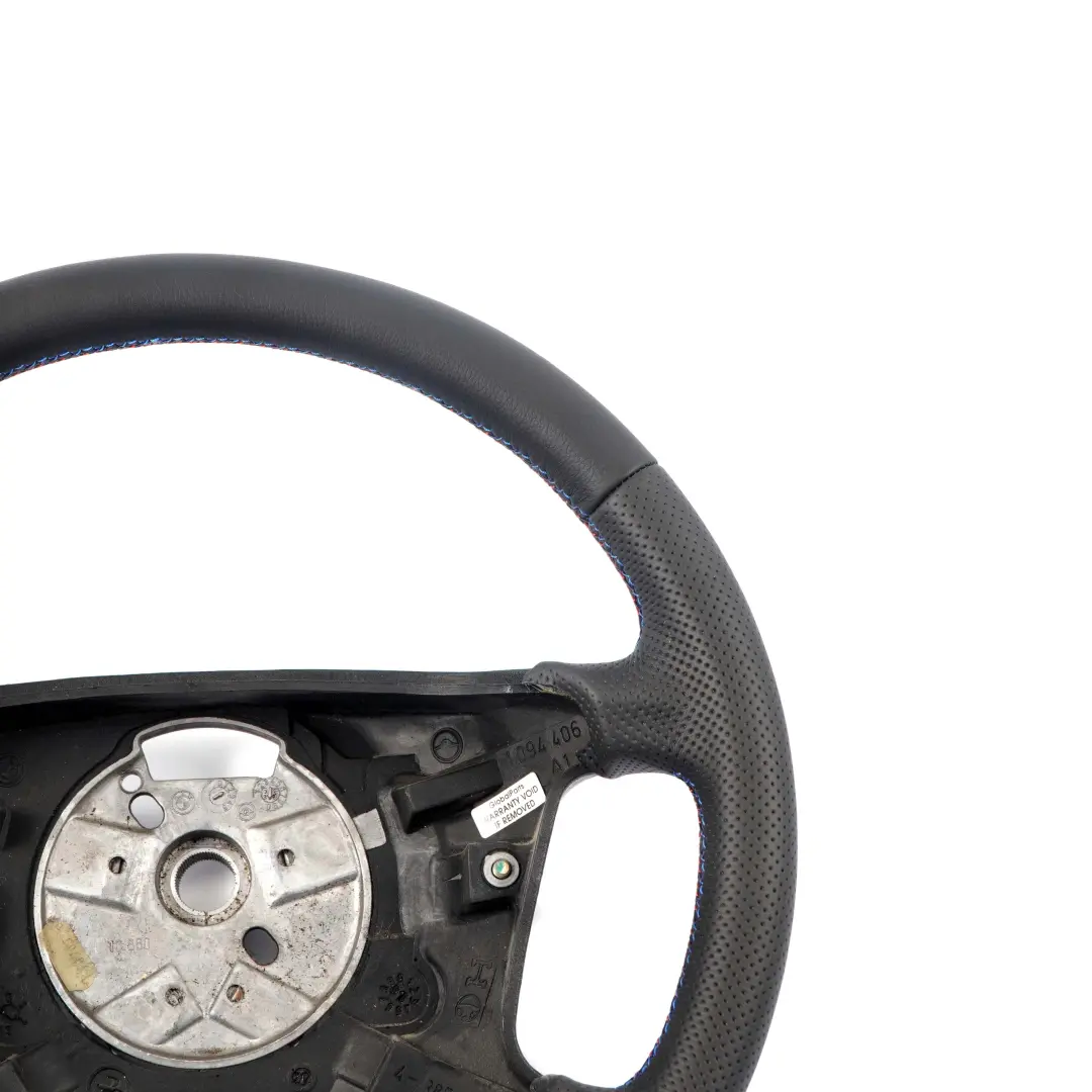 Steering Wheel NEW Black Leather with M-tricolored threads M Sport Look to BMW E46 with Part number 6753946 BMW E46 Steering Wheel NEW Black Leather with M-tricolored threads M Sport Look - SKU 6753946-1 - Part number 6753946