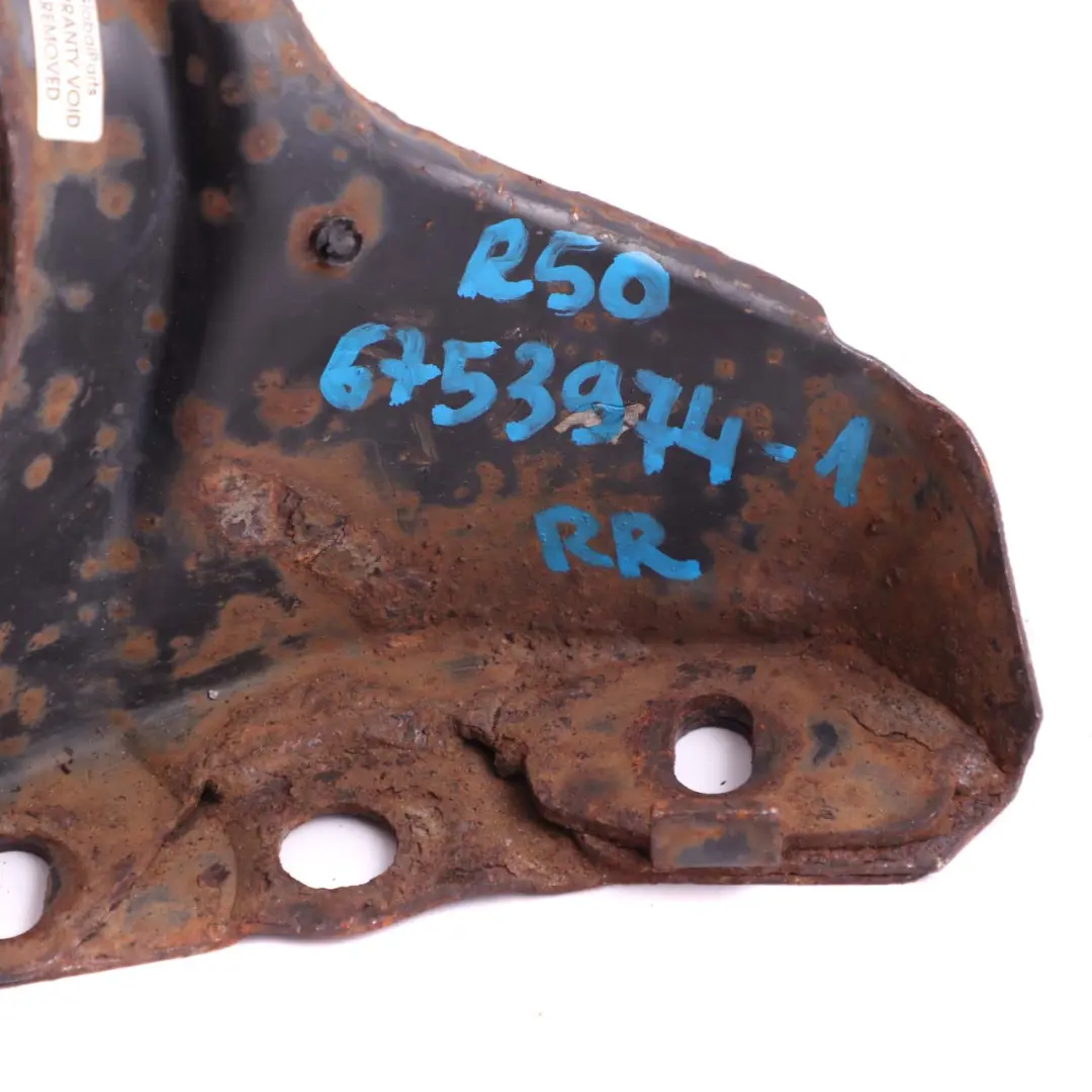 Bracket Trailing Arm Rear Axle Right O/S to Mini Cooper One R50 R53 W10 W11 with Part number 6753974 Mini Cooper One R50 R53 W10 W11 Bracket Trailing Arm Rear Axle Right O/S - SKU 6753974-1 - Part number 6753974