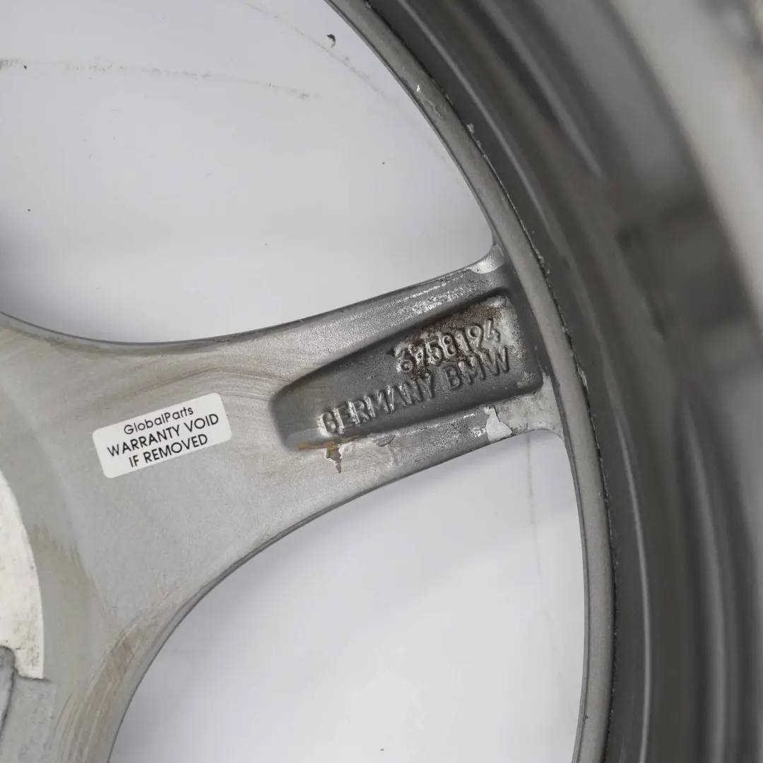 BMW Z4 E85 E86 Silver Front Wheel Alloy Rim 18" ET:47 8J Star Spoke 108 BBS - SKU 6758194-2 - Part number 6758194