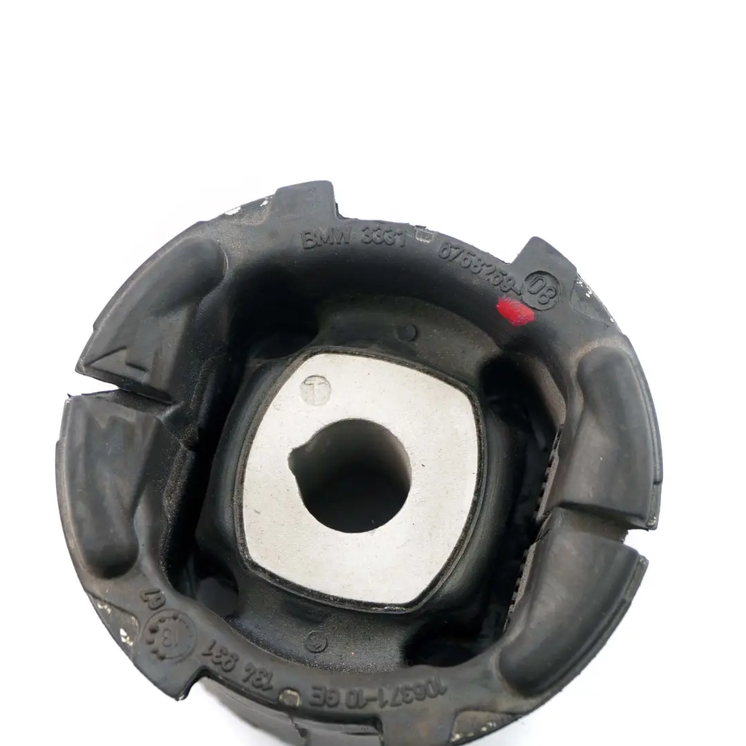 Axle Carrier Subframe Front Rubber Mount Mounting to BMW E81 E87 E90 Rear with Part number 6758259 BMW E81 E87 E90 Rear Axle Carrier Subframe Front Rubber Mount Mounting - SKU 6758259 - Part number 6758259