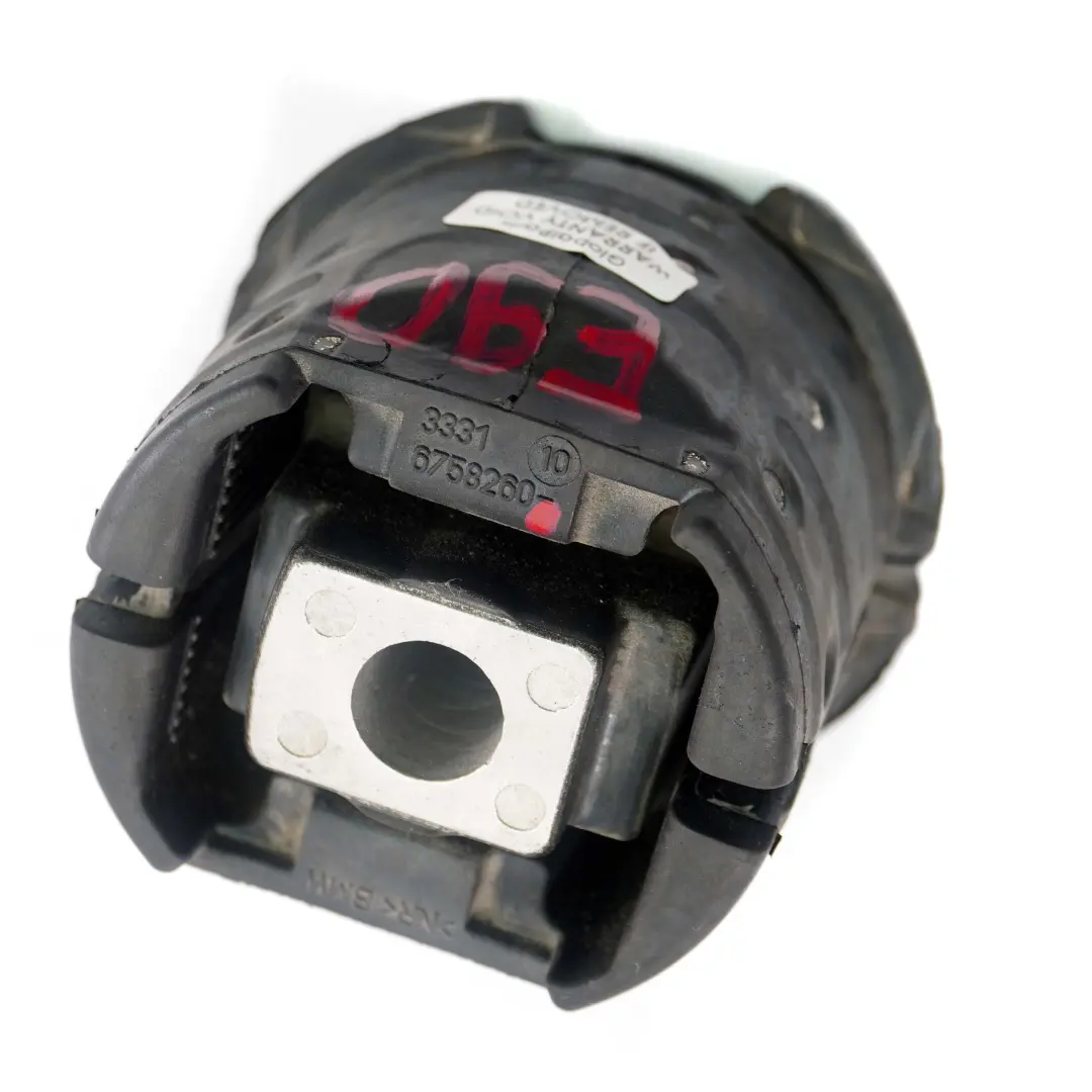 Axle Carrier Subframe Rear Rubber Mount Mounting to BMW E81 E87 E90 Rear with Part number 6758260 BMW E81 E87 E90 Rear Axle Carrier Subframe Rear Rubber Mount Mounting - SKU 6758260 - Part number 6758260