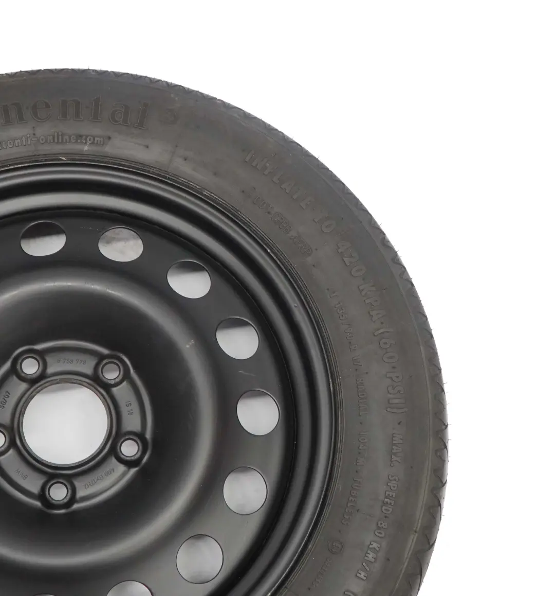 Notrad Stahl Schwarz 135/90 R17 4BX17 ET:18 für BMW X3 E83 mit Teilenummer 6758778 BMW X3 E83 Notrad Stahl Schwarz 135/90 R17 4BX17 ET:18 - SKU 6758778-1 - Teilenummer 6758778