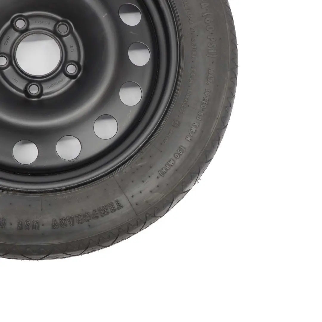 Notrad Stahl Schwarz 135/90 R17 4BX17 ET:18 für BMW X3 E83 mit Teilenummer 6758778 BMW X3 E83 Notrad Stahl Schwarz 135/90 R17 4BX17 ET:18 - SKU 6758778-1 - Teilenummer 6758778