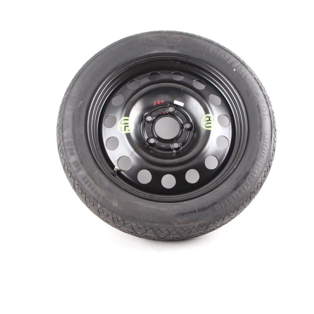 Koło Dojazdowe Stalowe Czarne 135/80 R17 4BX17 ET:18 do BMW E60 o numerze 6758778 BMW E60 Koło Dojazdowe Stalowe Czarne 135/80 R17 4BX17 ET:18 - SKU 6758778-2 - Numer Części 6758778