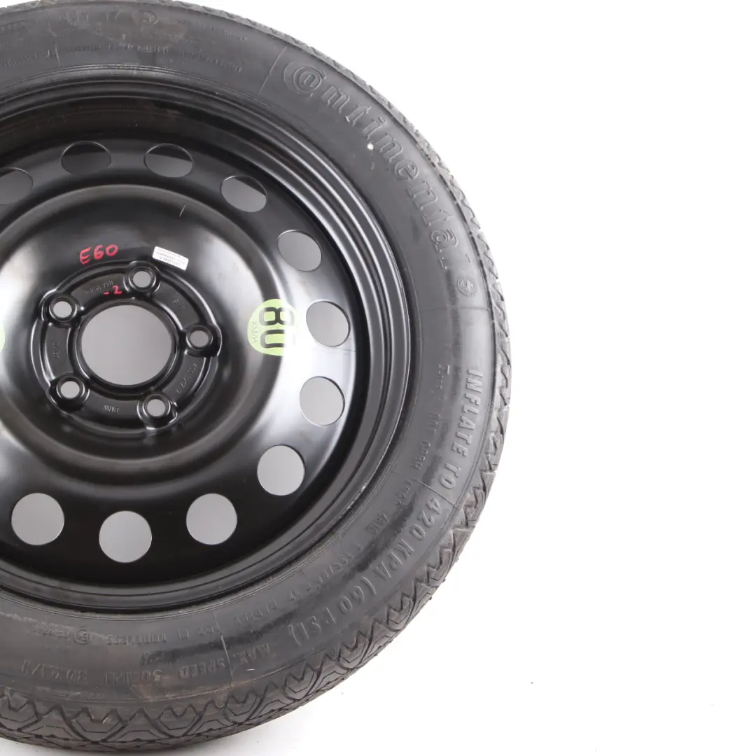 Ersatzrad Kompakt Stahl Schwarz 135/80 R17 4BX17 ET:18 für BMW E60 mit Teilenummer 6758778 BMW E60 Ersatzrad Kompakt Stahl Schwarz 135/80 R17 4BX17 ET:18 - SKU 6758778-2 - Teilenummer 6758778