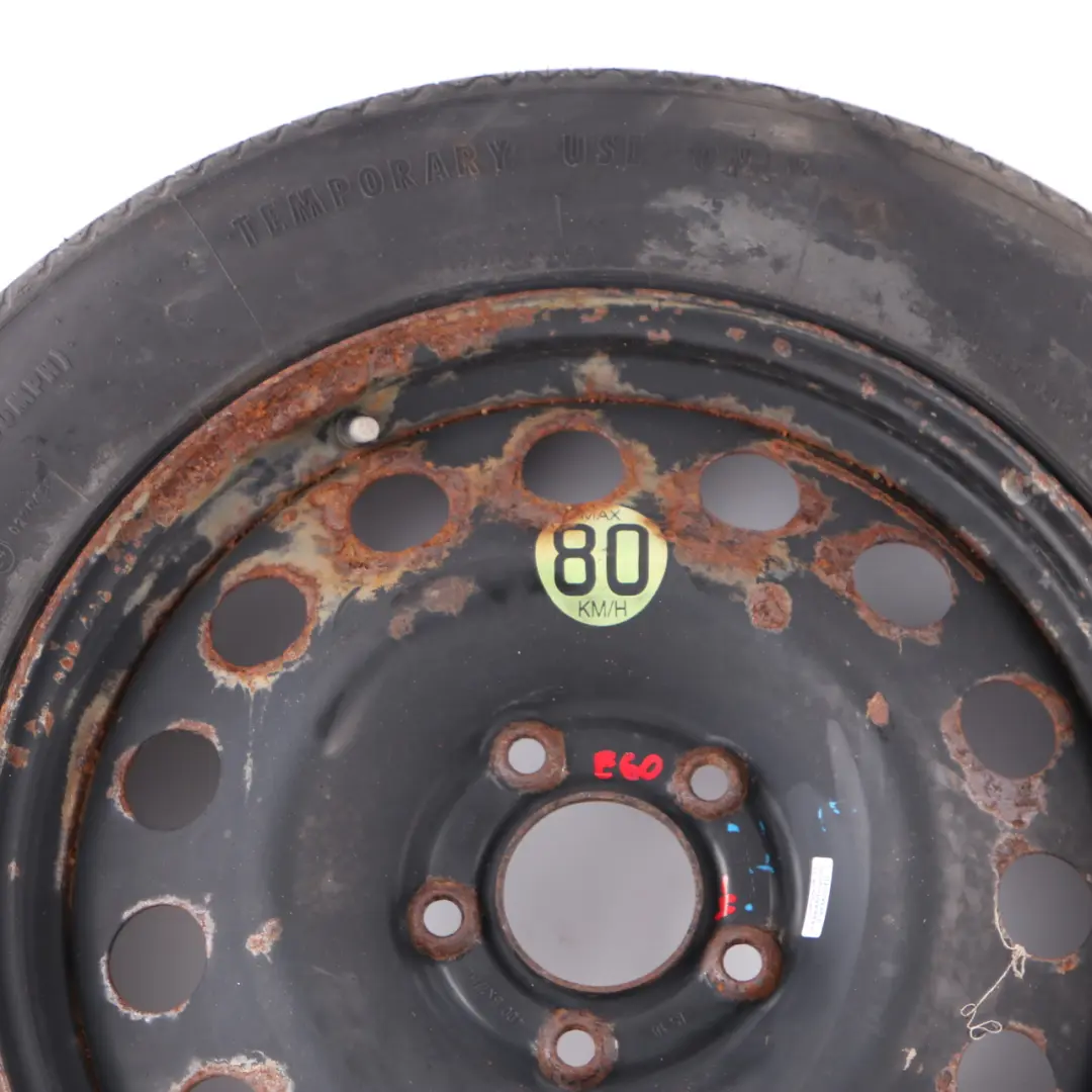 Rueda Repuesto Compacta Acero Negra 135/90 R17 4BX17 ET:18 para BMW X3 E83 con número de pieza 6758778 BMW X3 E83 Rueda Repuesto Compacta Acero Negra 135/90 R17 4BX17 ET:18 - SKU 6758778-4 - Número de pieza 6758778