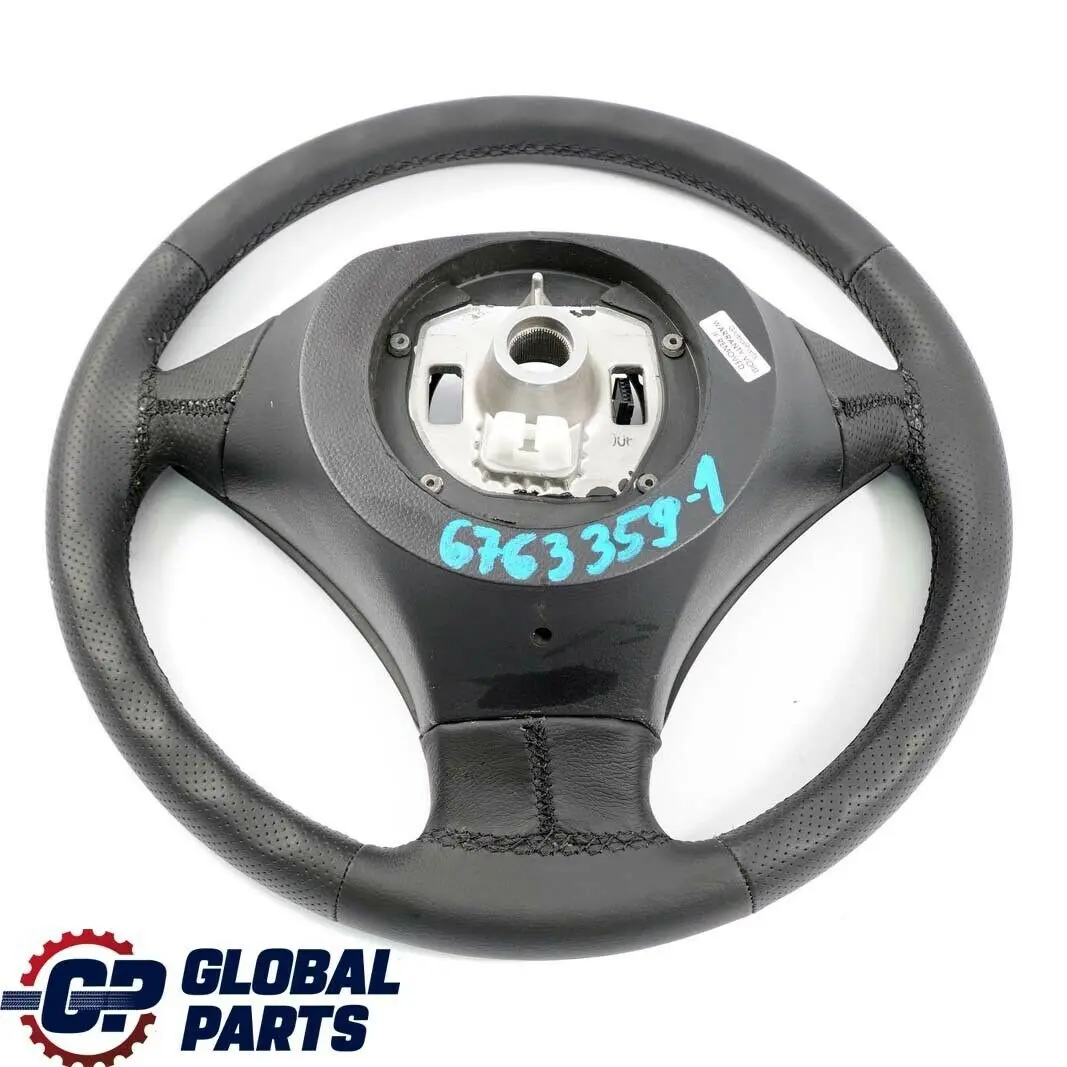 Leather Steering Wheel Black Threads to BMW 5 Series E60 E61 NEW Black with Part number 6763359 BMW 5 Series E60 E61 NEW Black Leather Steering Wheel Black Threads - SKU 6763359-1 - Part number 6763359