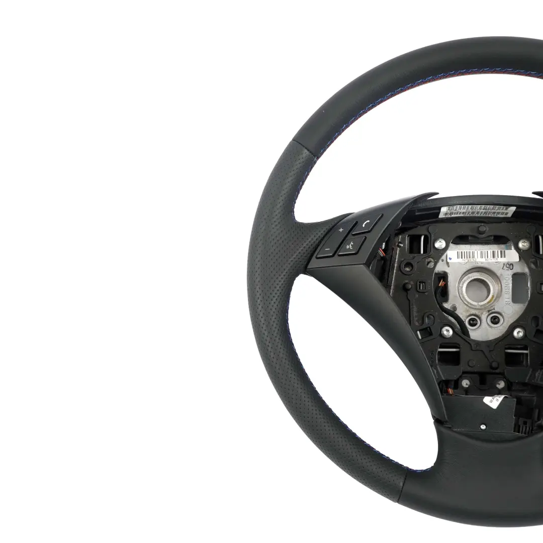 NUEVO Volante De cuero negro M-tricolored Hilos para BMW E60 E61 con número de pieza 6763359 BMW E60 E61 NUEVO Volante De cuero negro M-tricolored Hilos - SKU 6763359 - Número de pieza 6763359
