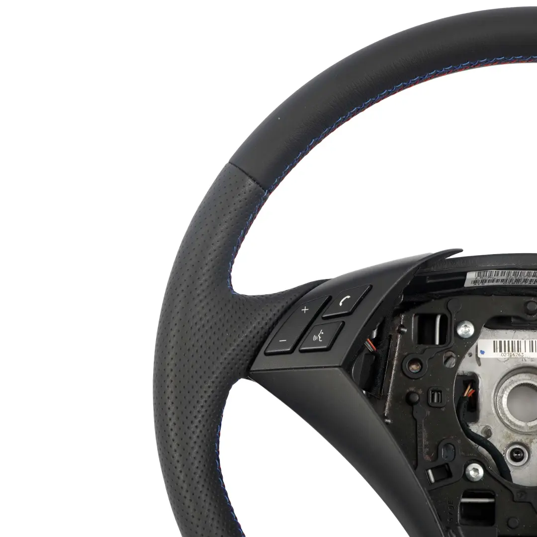 NUEVO Volante De cuero negro M-tricolored Hilos para BMW E60 E61 con número de pieza 6763359 BMW E60 E61 NUEVO Volante De cuero negro M-tricolored Hilos - SKU 6763359 - Número de pieza 6763359