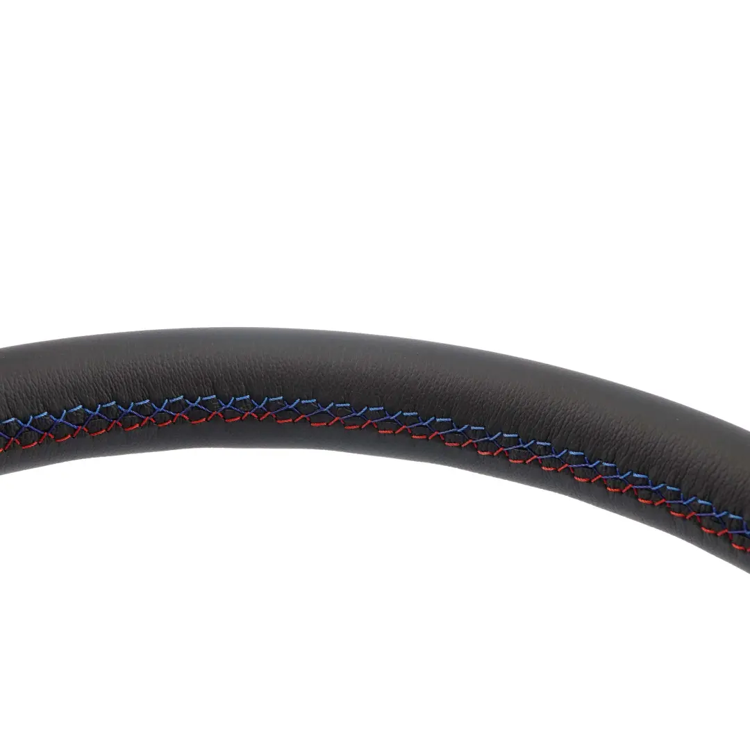 Leather Steering Wheel M-tricolored Threads to BMW 5 Series E60 E61 NEW Black with Part number 6763359 BMW 5 Series E60 E61 NEW Black Leather Steering Wheel M-tricolored Threads - SKU 6763359 - Part number 6763359