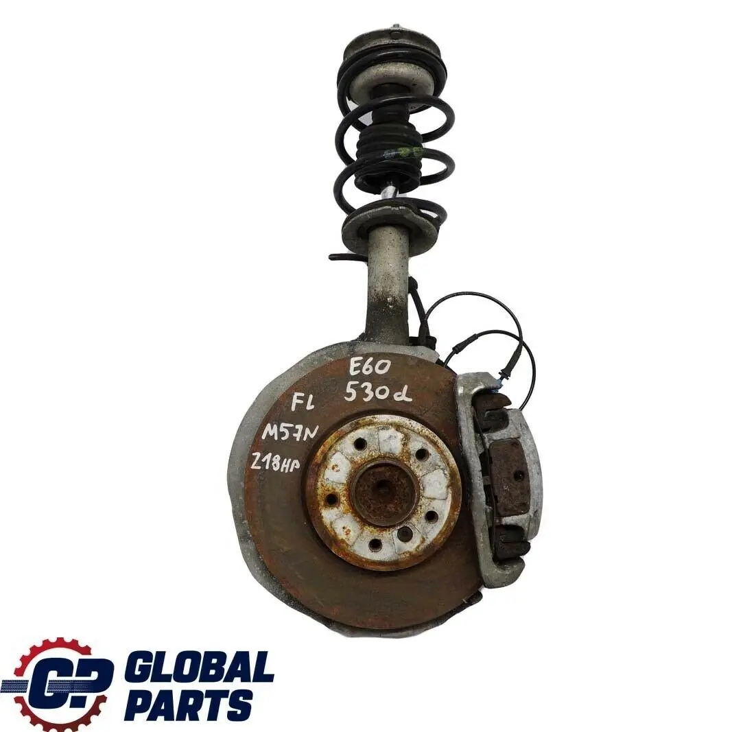 BMW 5 E60 530d M57N FRONT LEFT SPRING STRUT HUB LEG BRAKE CALLIPER DISC SET N/S - SKU 6764457-2 - Part number 31326764457