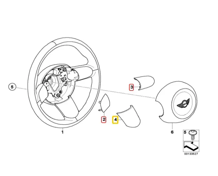 Mini R50 R52 R53 Sport Steering Wheel Three Spoke Cover Trim Set Black - SKU 6765092 - Part number 6765092