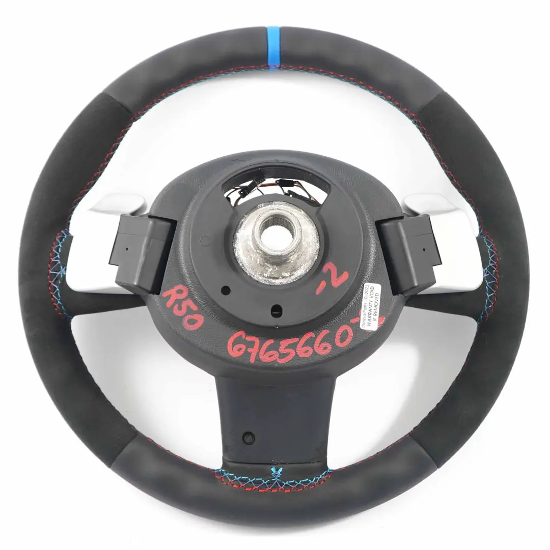 NUEVO Cuero Negro / Alcantara Volante Steptronic para Mini Cooper R50 R52 R53 con número de pieza 6765660 Mini Cooper R50 R52 R53 NUEVO Cuero Negro / Alcantara Volante Steptronic - SKU 6765660-2 - Número de pieza 6765660