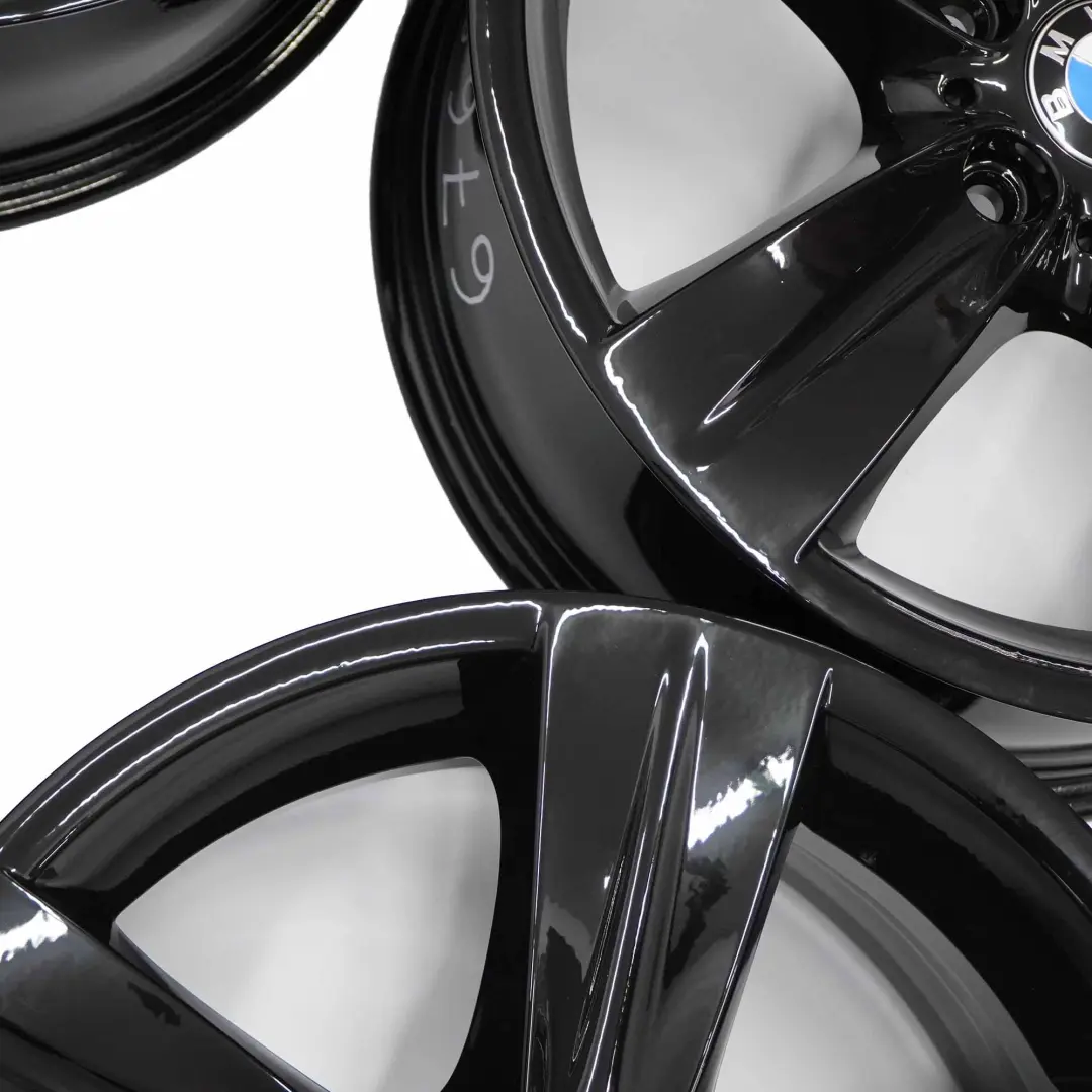 Complete Set 4x Alloy Wheel Rim Black 18" Star Spoke 189 to BMW E90 E91 with Part number 6768858/6768859 BMW E90 E91 Complete Set 4x Alloy Wheel Rim Black 18" Star Spoke 189 - SKU 6768858/6768859 - Part number 6768858/6768859