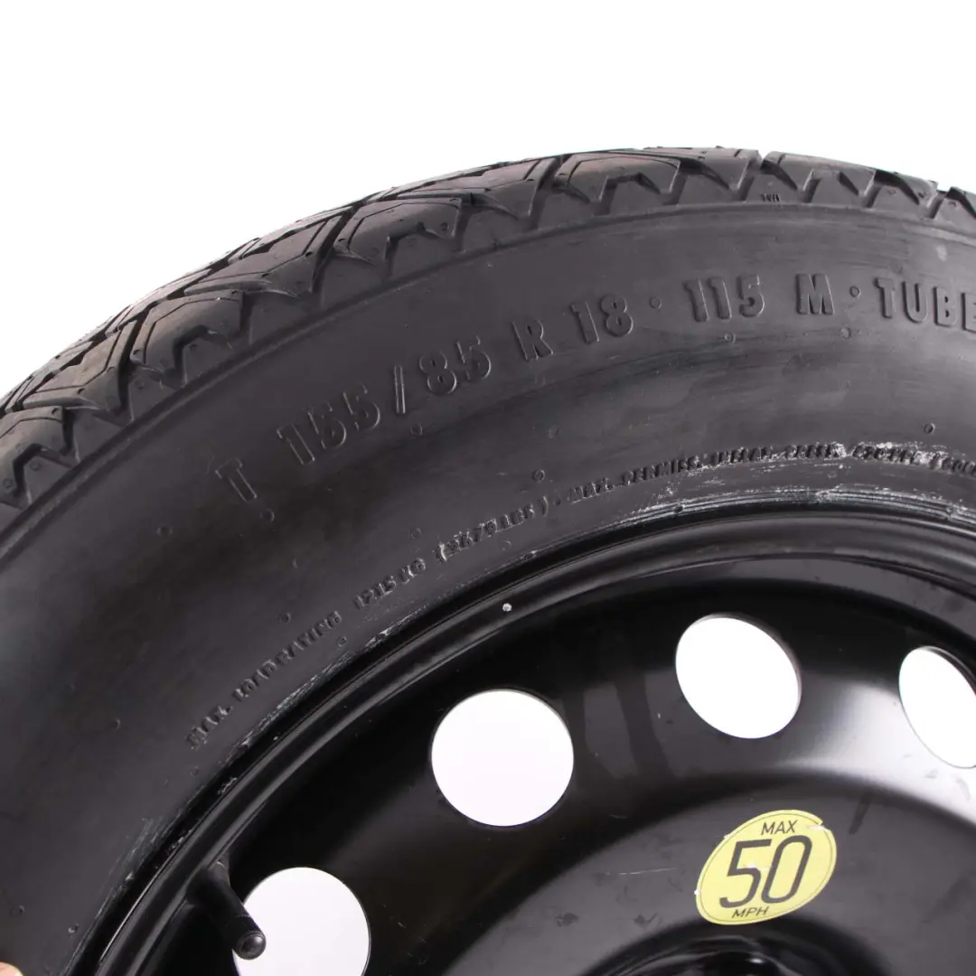 Ersatzrad Kompaktstahl Schwarz Reifen 155/85 18" 5J ET:14 für BMW X5 E70 mit Teilenummer 6768861 BMW X5 E70 Ersatzrad Kompaktstahl Schwarz Reifen 155/85 18" 5J ET:14 - SKU 6768861 - Teilenummer 6768861