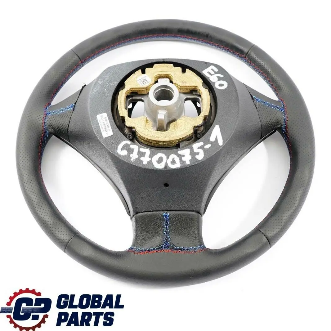 BMW 5 Series E60 E61 Black New Leather Steering Wheel M-tricolored - SKU 6770075-1 - Part number 6770075