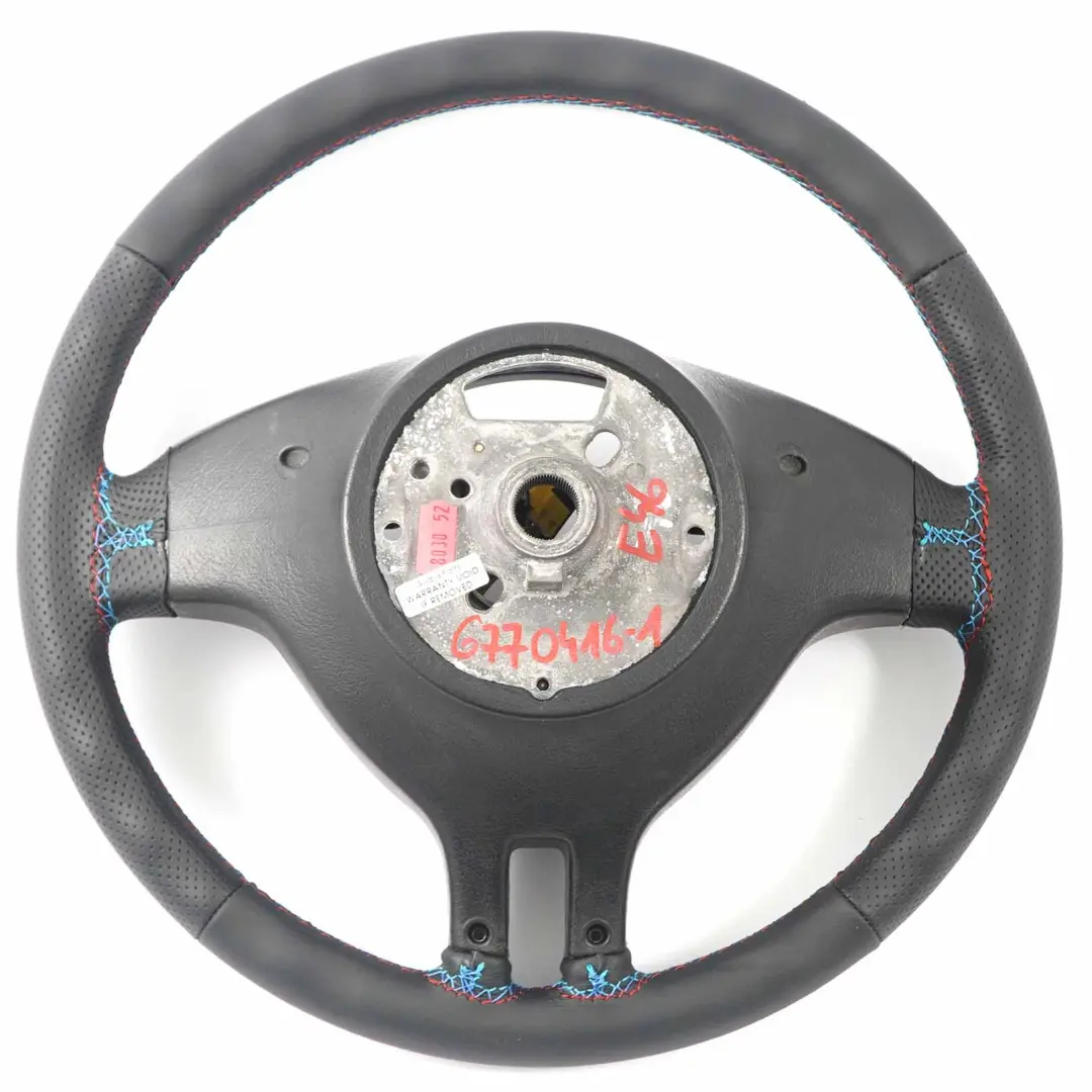 BMW E46 NEW Volant sport en cuir noir à 3 branches M-tricoloured Threads - SKU 6770416-1 - Numéro de pièce 6770416