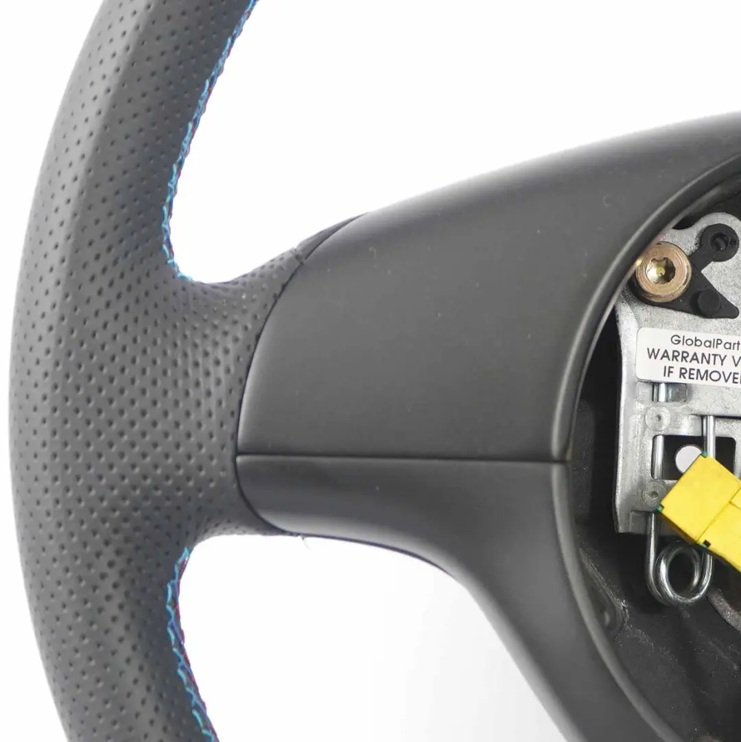 Leather Sport Steering Wheel 3 Spoke M-tricoloured Threads to BMW E46 NEW Black with Part number 6770416 BMW E46 NEW Black Leather Sport Steering Wheel 3 Spoke M-tricoloured Threads - SKU 6770416-1 - Part number 6770416