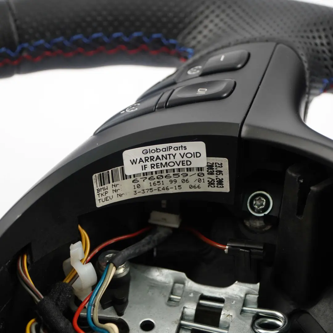 Leather Sport Steering Wheel 3 Spoke M-tricoloured threads BMW E46 NEW Black - SKU 6770417-1 - Part number 6770417