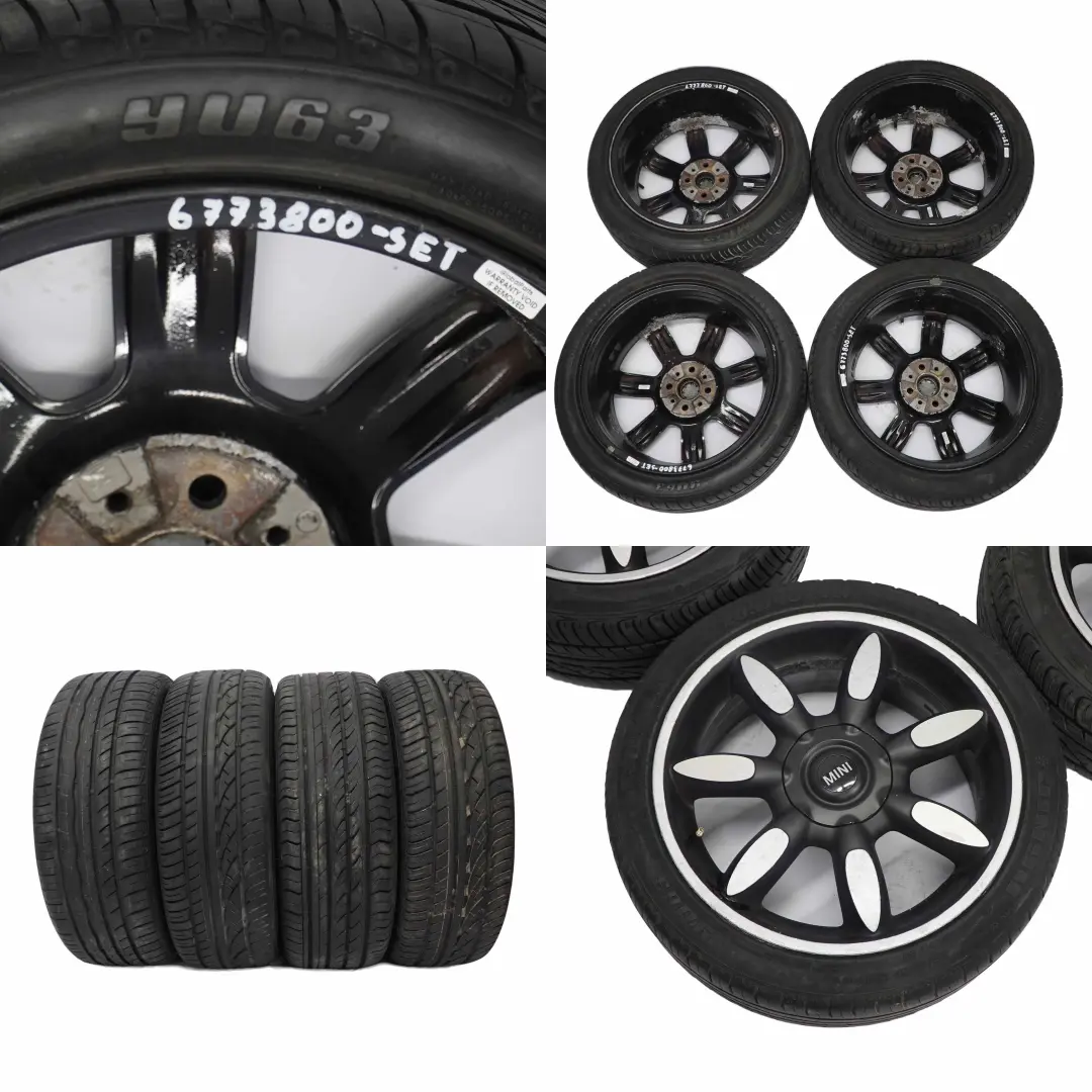 MINI R50 R56 Complete Set 4x Rims Wheels Tyres Night Spoke Limp-Home 17" - SKU 6773800-SET - Part number 6773800