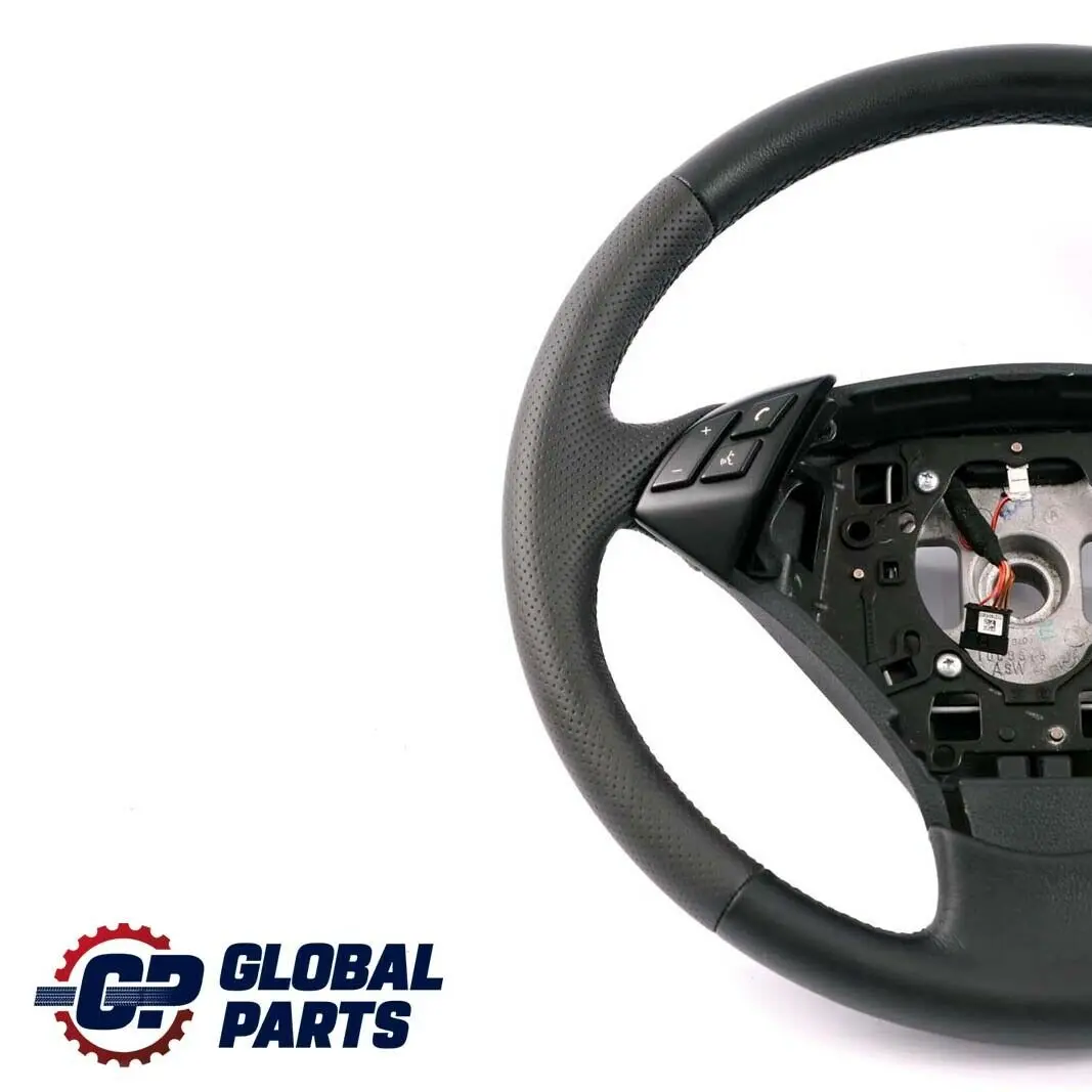 Leather Steering Wheel Black Threads to BMW 5 Series E60 E61 LCI Black New with Part number 6774456 BMW 5 Series E60 E61 LCI Black New Leather Steering Wheel Black Threads - SKU 6774456-2 - Part number 6774456
