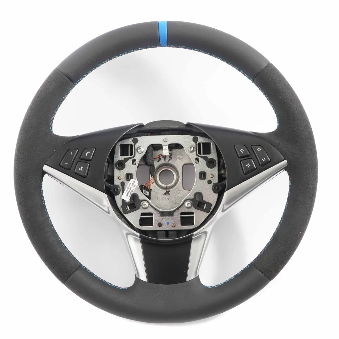 Leather Sport Steering Wheel M-tricoloured to BMW 5 6 Series E60 E61 E63 NEW Black with Part number 6774458 BMW 5 6 Series E60 E61 E63 NEW Black Leather Sport Steering Wheel M-tricoloured - SKU 6774458-2 - Part number 6774458