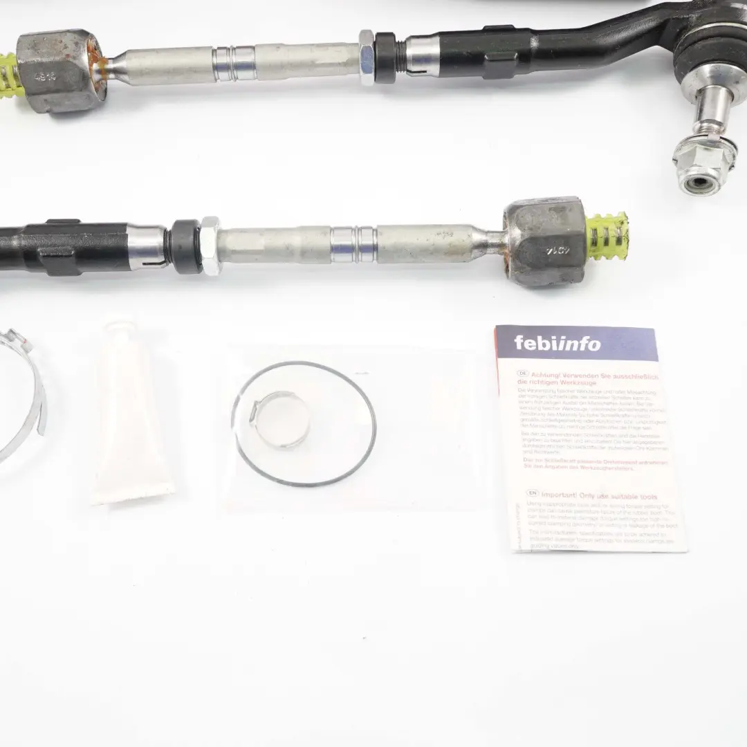Tie Rod Front Axle Joint Left Right N/O/S Febi Pair Set to BMW E60 E61 E63 with Part number 6777479 BMW E60 E61 E63 Tie Rod Front Axle Joint Left Right N/O/S Febi Pair Set - SKU 6777479-1 - Part number 6777479
