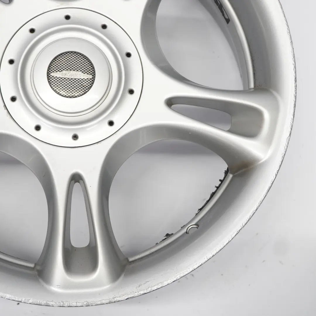 Llanta aleación plateada 18" 7J ET:52 JCW Star Spoke para Mini R50 R53 R56 con número de pieza 6777972 Mini R50 R53 R56 Llanta aleación plateada 18" 7J ET:52 JCW Star Spoke - SKU 6777972-2 - Número de pieza 6777972