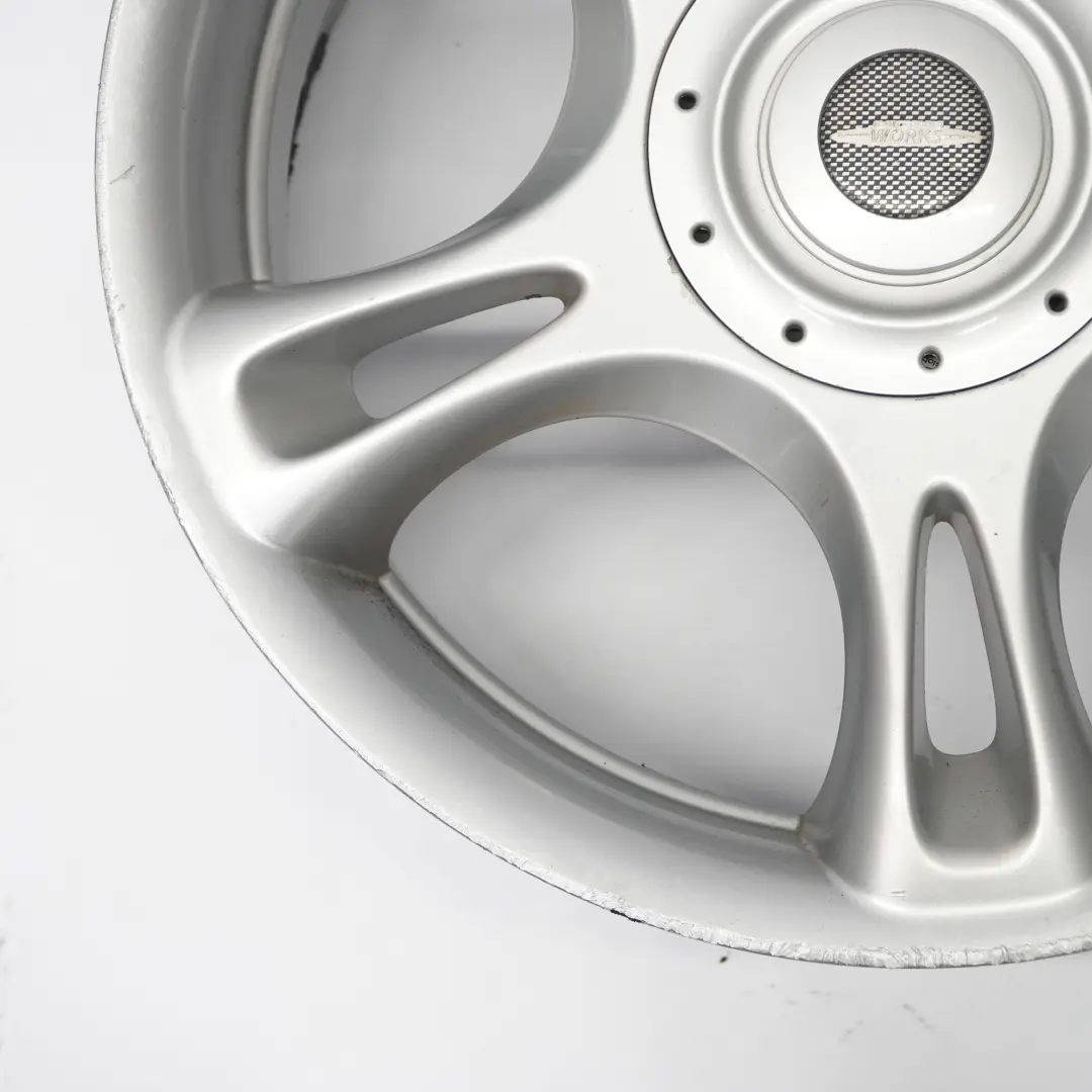 Llanta aleación plateada 18" 7J ET:52 JCW Star Spoke para Mini R50 R53 R56 con número de pieza 6777972 Mini R50 R53 R56 Llanta aleación plateada 18" 7J ET:52 JCW Star Spoke - SKU 6777972-2 - Número de pieza 6777972